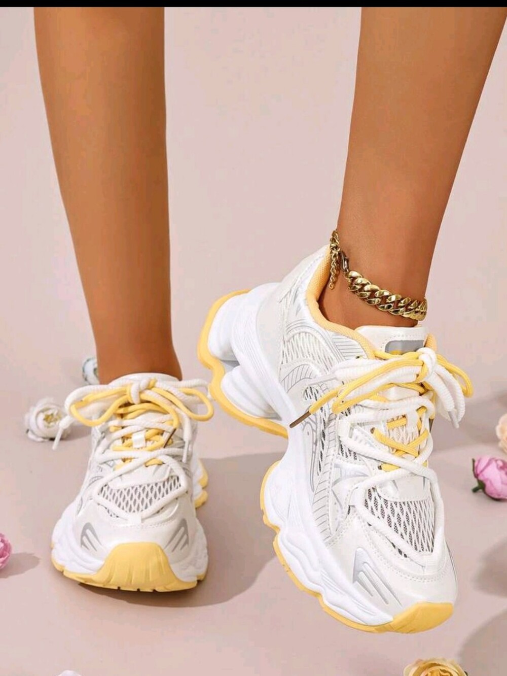 *"PLATFORM SNEAKERS IN WHITE AND YELLOW*** 🤍💛💲💲💲💲💲